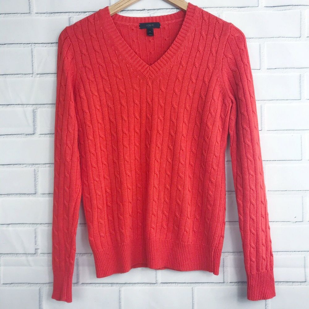 J. Crew Cambridge Cable V-Neck Sweater Small B2802